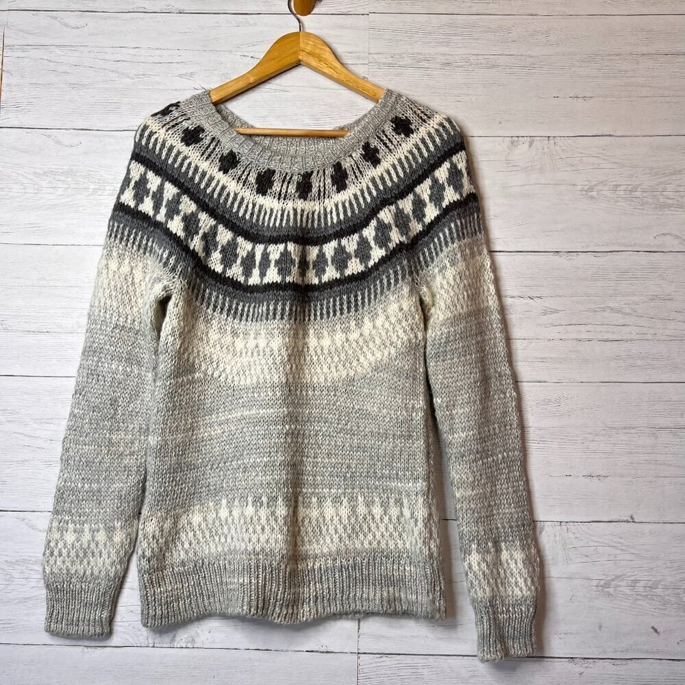 Lucky Brand Sweater Womens Size S/P Fair Isle Chunky Knit Wool Blend Winter